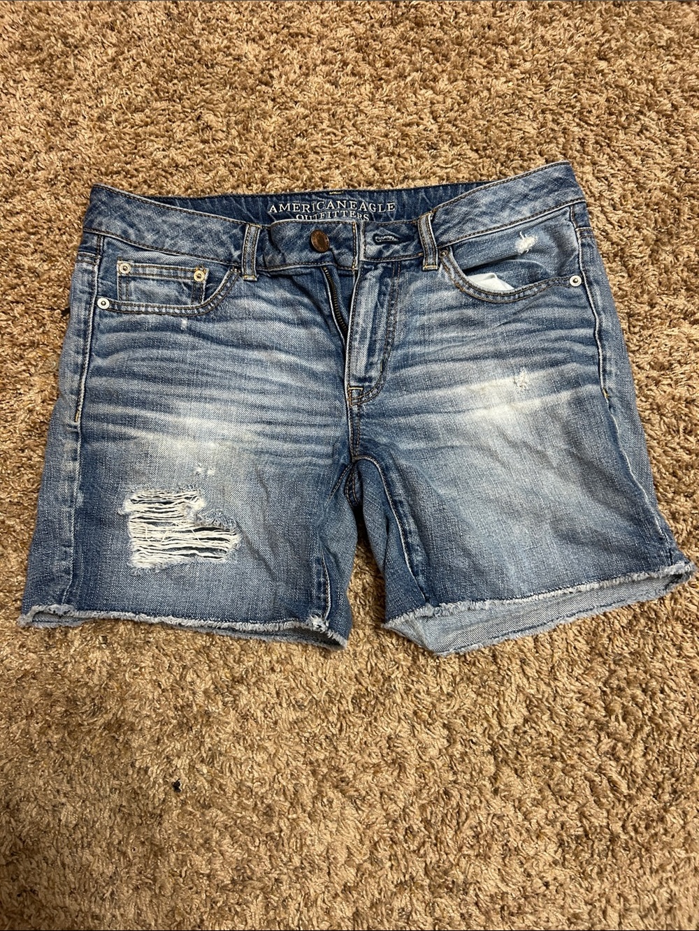 American Eagle Distressed Denim Cutoff Shorts - Light Blue